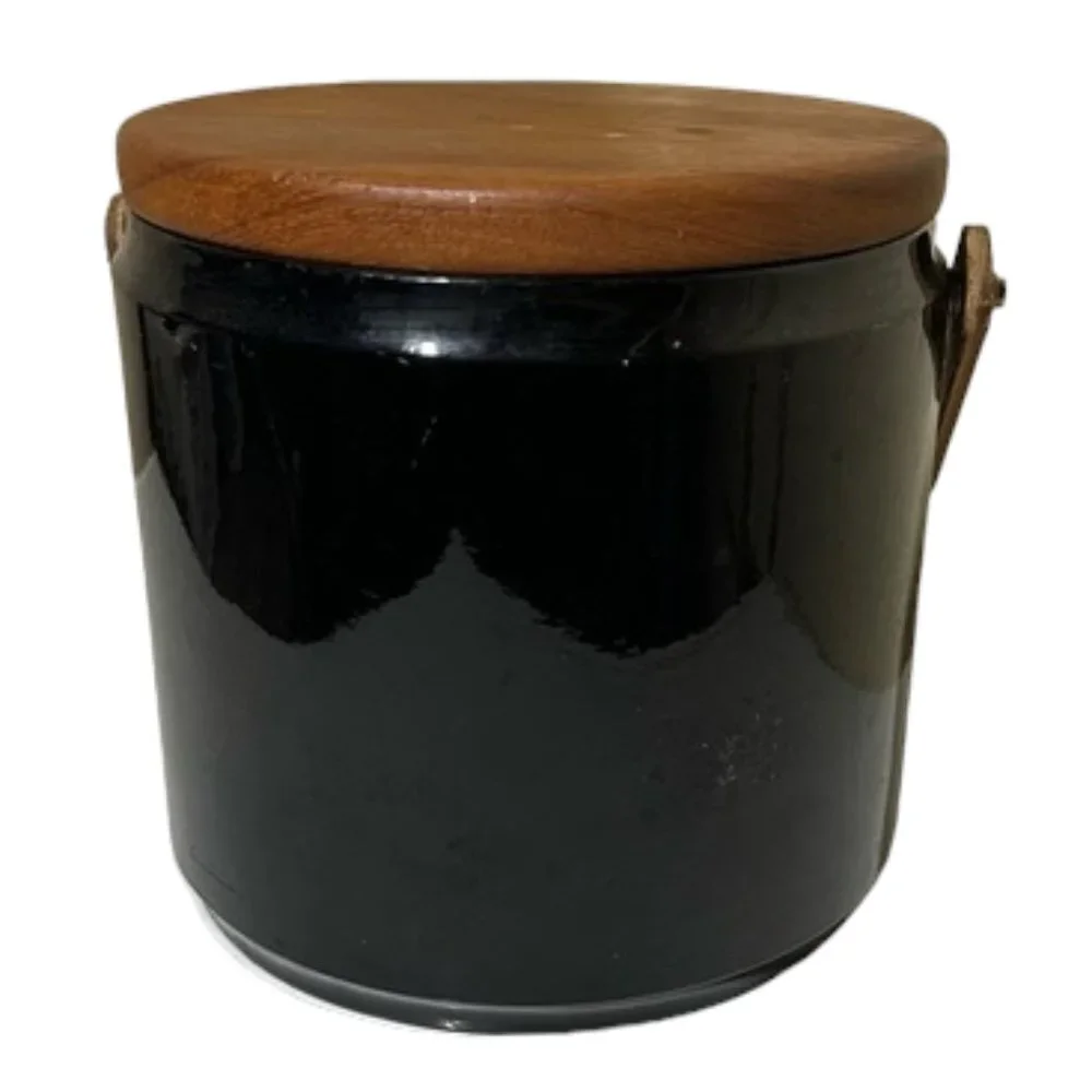 Vintage mid-century modern ice Bucket Wooden and Black